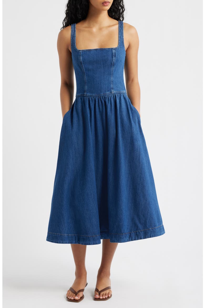 Janu Denim Midi Dress, Main, color, MORANT