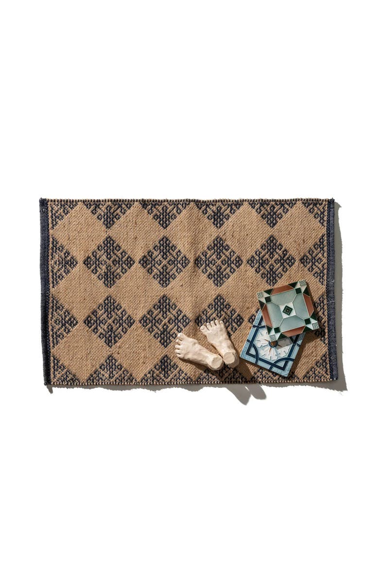 PUEBCO Tile Patterned Jute Mat, Alternate, color, Mykonos