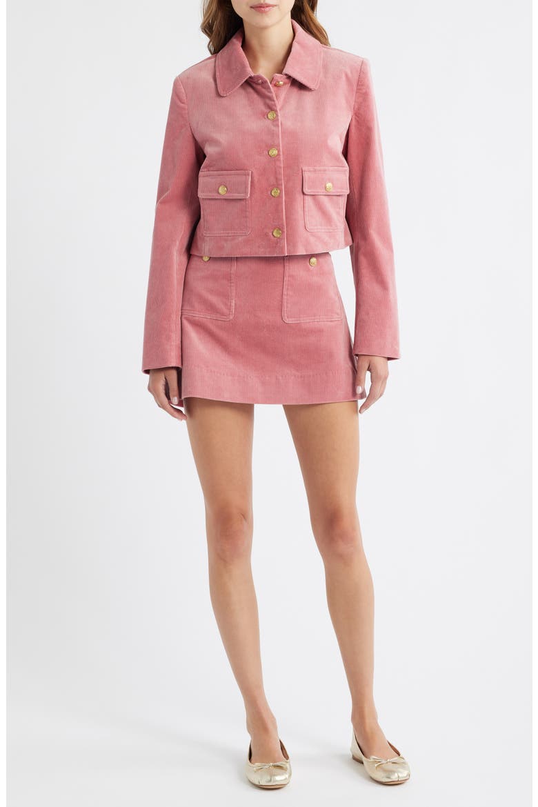 Aylin Corduroy Crop Jacket, Alternate, color, ROSE