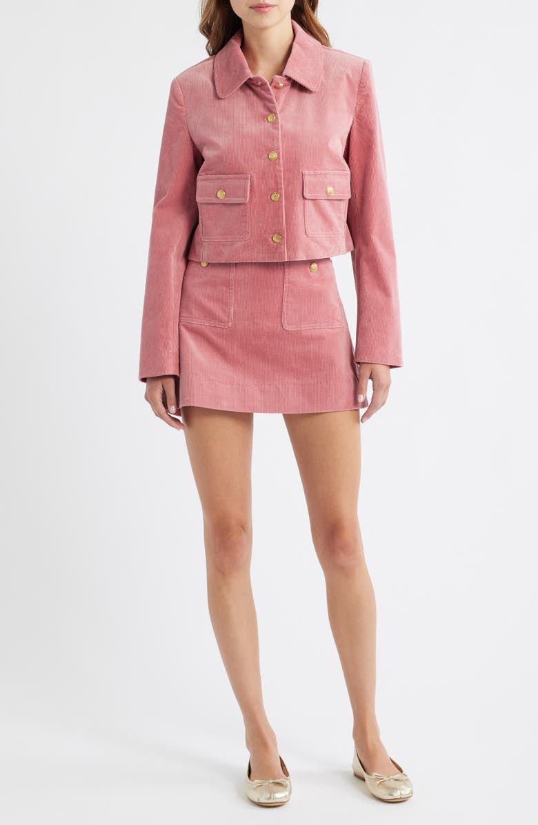 LoveShackFancy Aylin Corduroy Crop Jacket, Alternate, color, Rose