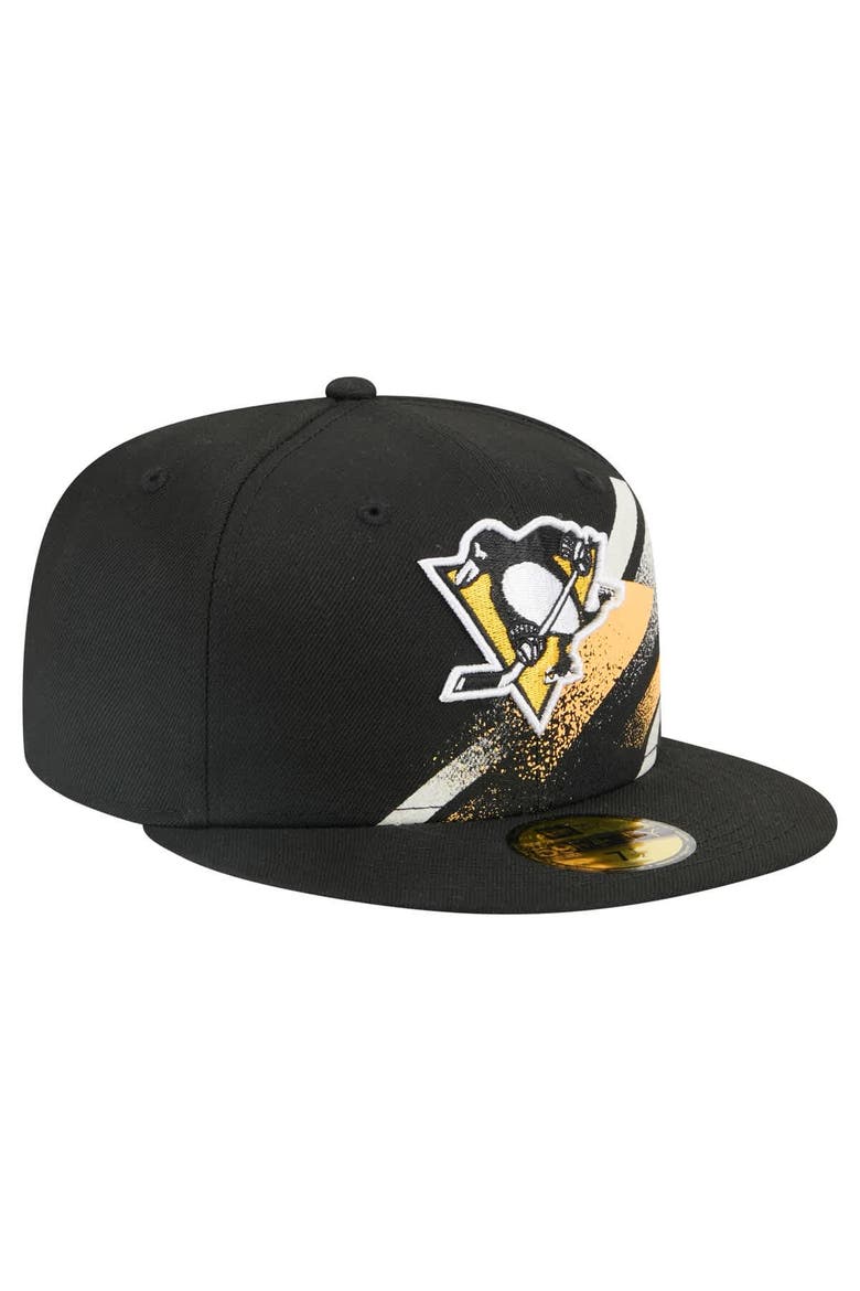 Men's New Era Black Pittsburgh Penguins Faded Lines 59FIFTY Fitted Hat, Alternate, color, Black