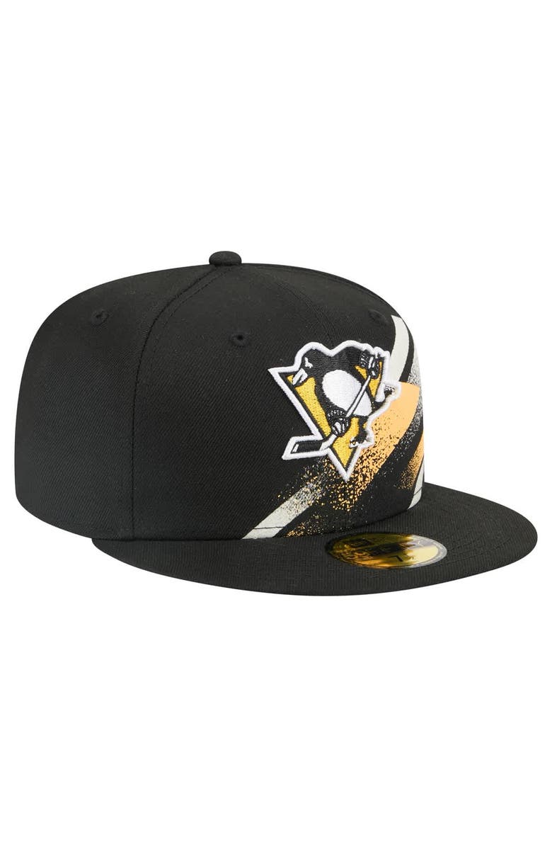New Era Men
s New Era Black Pittsburgh Penguins Faded Lines 59FIFTY Fitted Hat, Alternate, color, Black