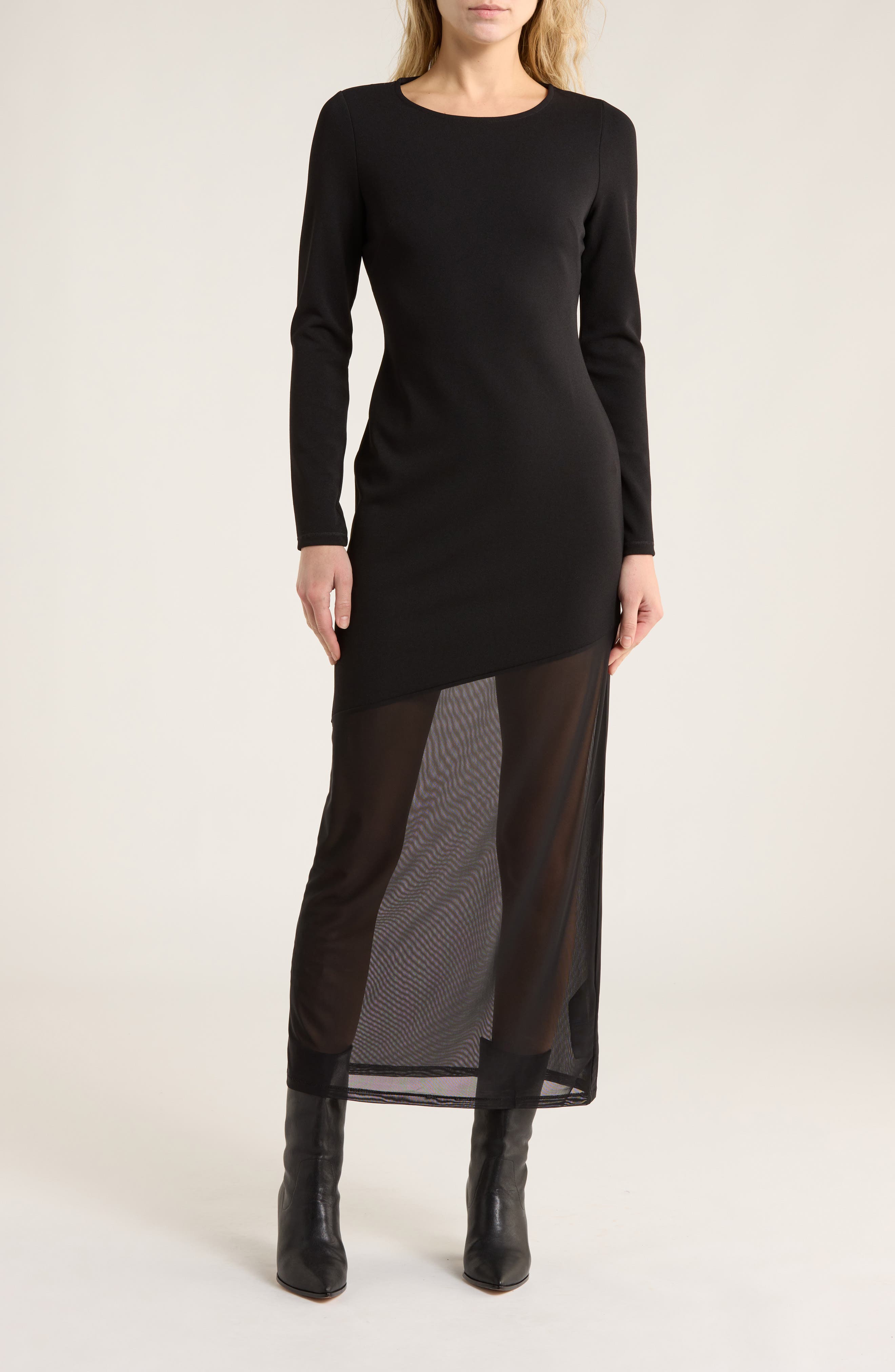rag & bone Sascha Mixed Media Long Sleeve Dress