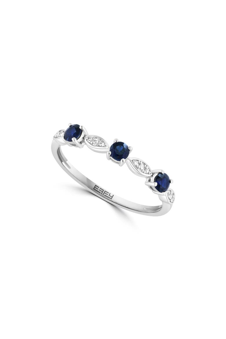 Sterling Silver Sapphire & Diamond Band Ring, Main, color, BLUE