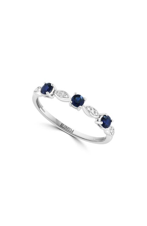 Sterling Silver Sapphire & Diamond Band Ring