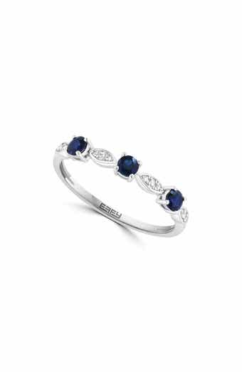 Sterling Silver Sapphire & Diamond Band Ring