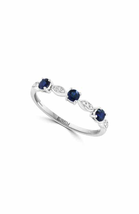 Sterling Silver Sapphire & Diamond Band Ring