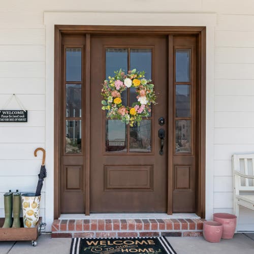 Northlight Rose And Hydrangea Floral Spring Wreath In Pink