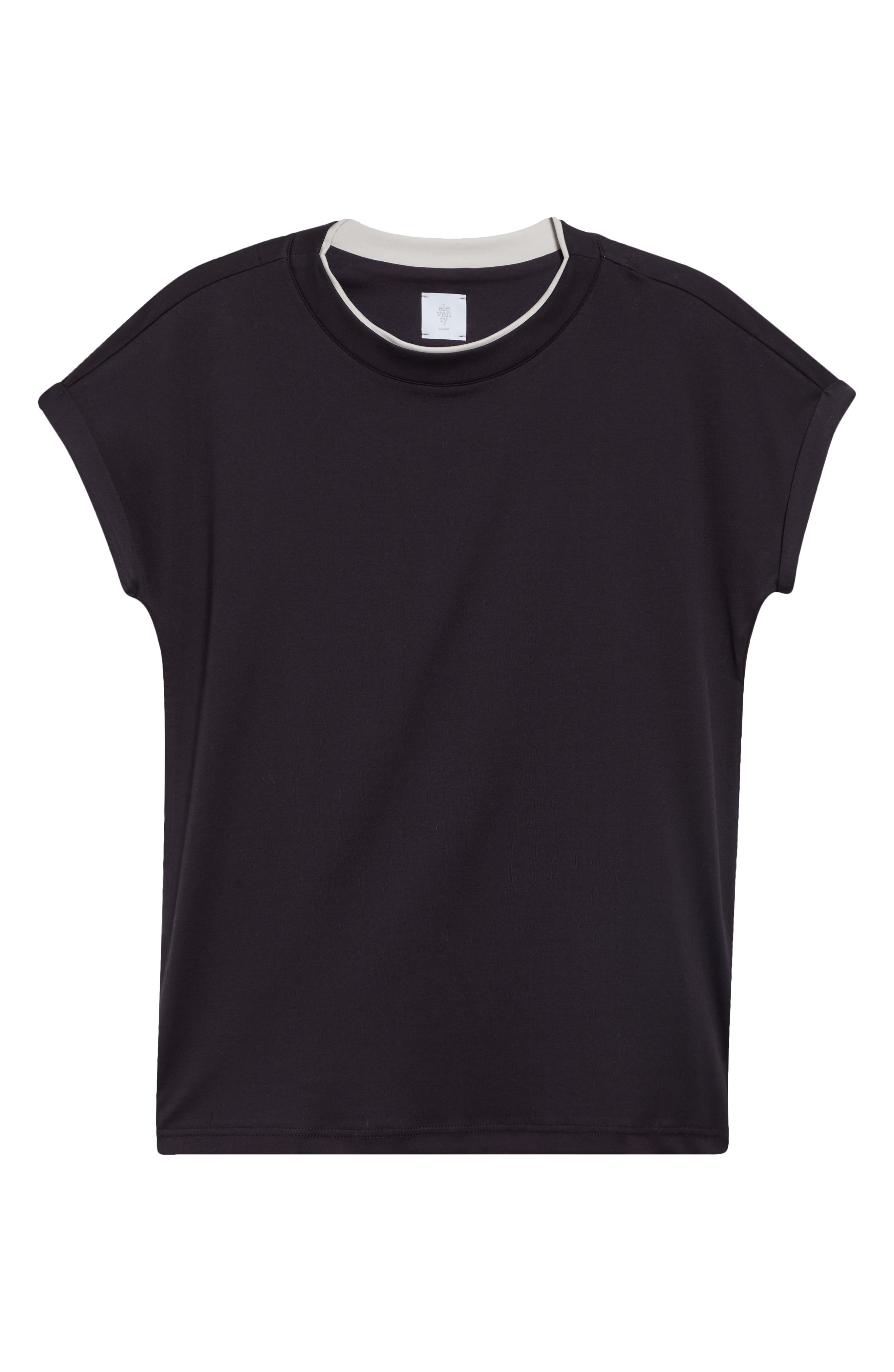 Eleventy Contrast Trim Crewneck T-shirt In Black