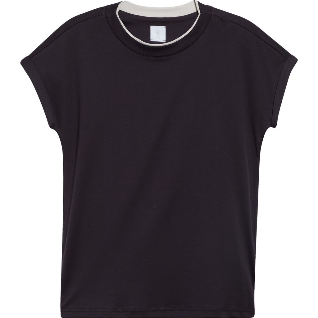 Eleventy Contrast Trim Crewneck T-shirt In Black