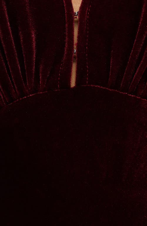 Petal And Pup Petal & Pup Ricki Plunge Neck Velvet Maxi Dress In Red