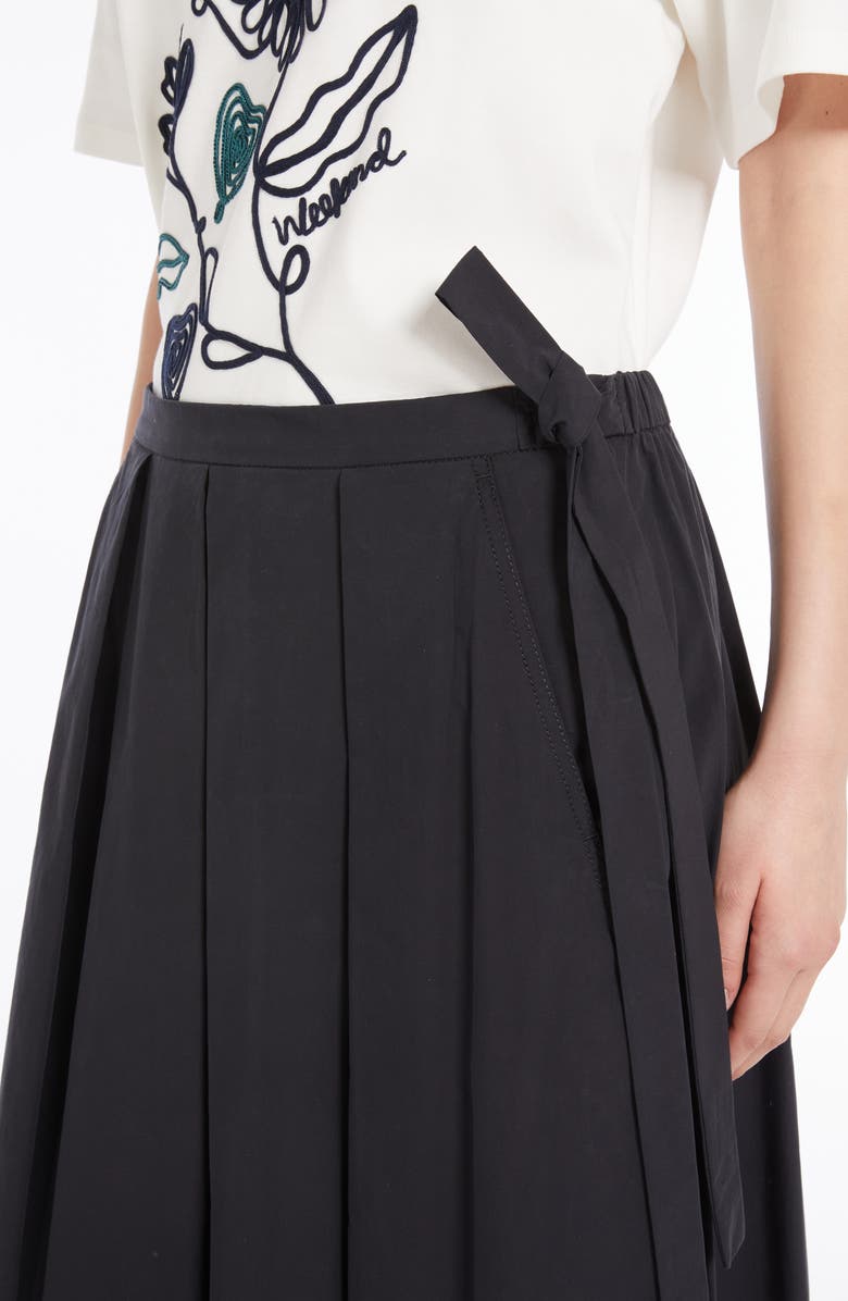 Weekend Max Mara Folk Tie Detail Cotton Skirt, Alternate, color, Black