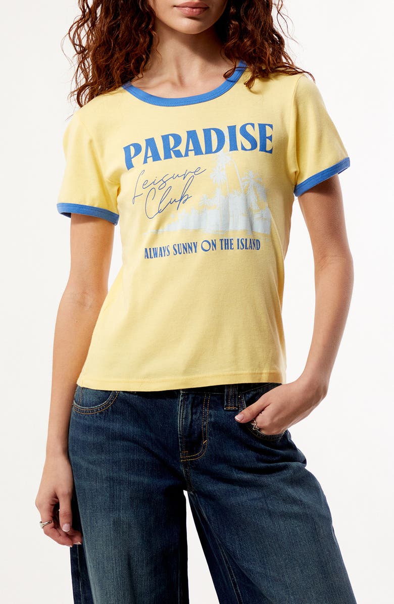 PacSun Paradise Skimmer Ringer Graphic T-Shirt, Main, color, Yellow