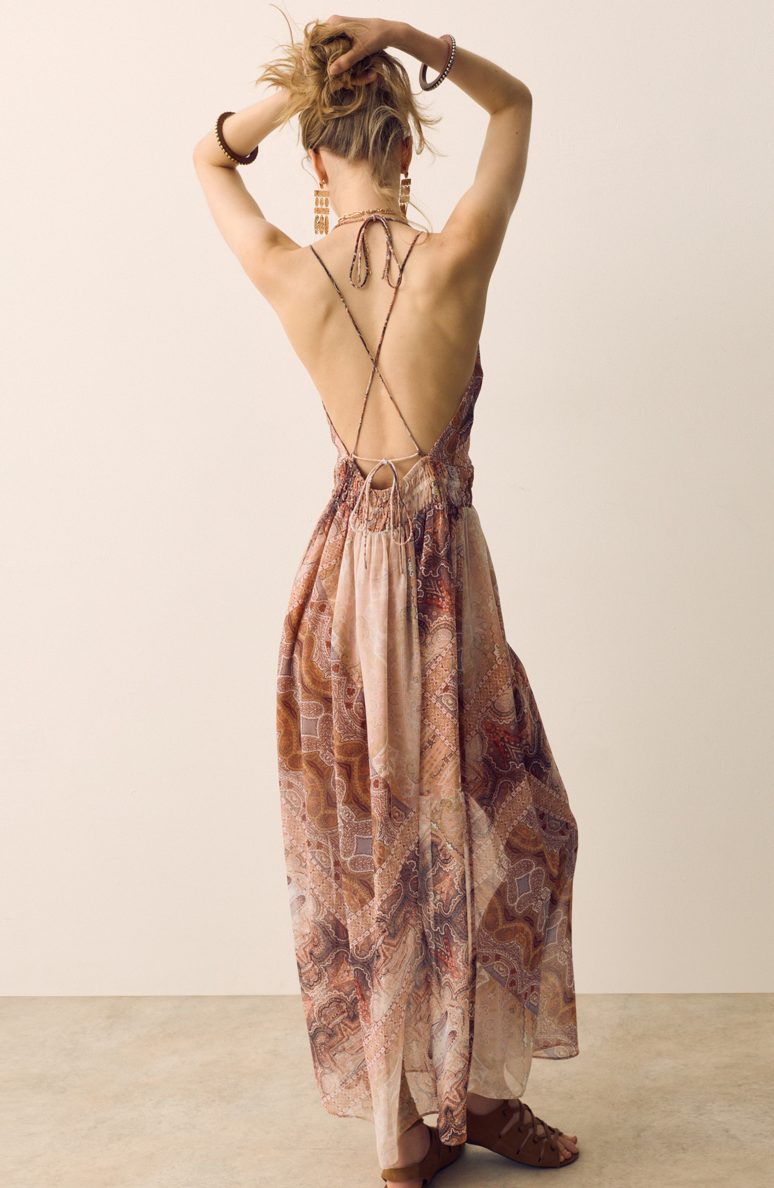 midi dress tie back S / Crocus