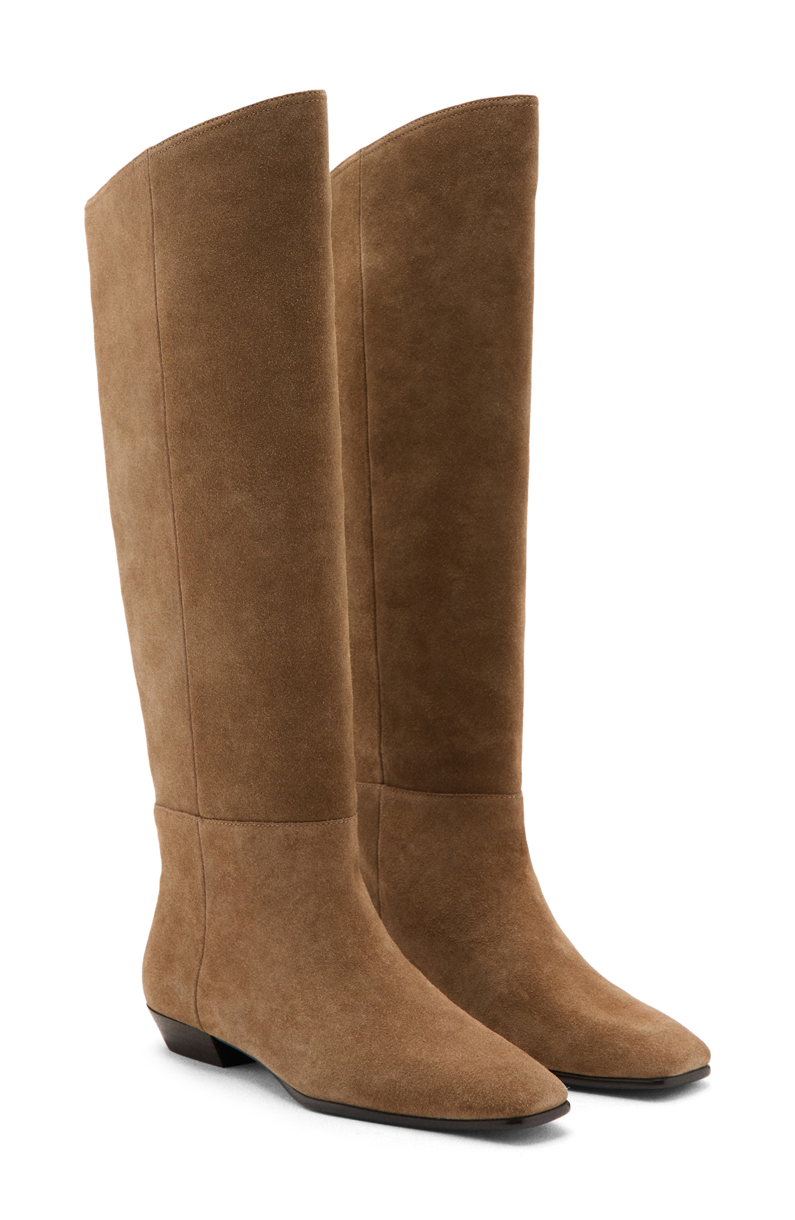 MANGO Suede Knee High Boot, Main, color, Sand
