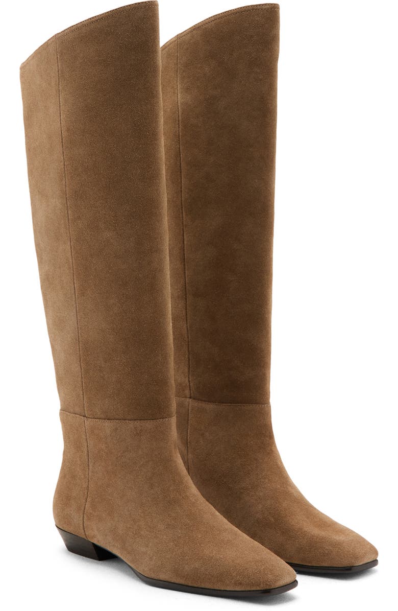 MANGO Suede Knee High Boot, Main, color, Sand