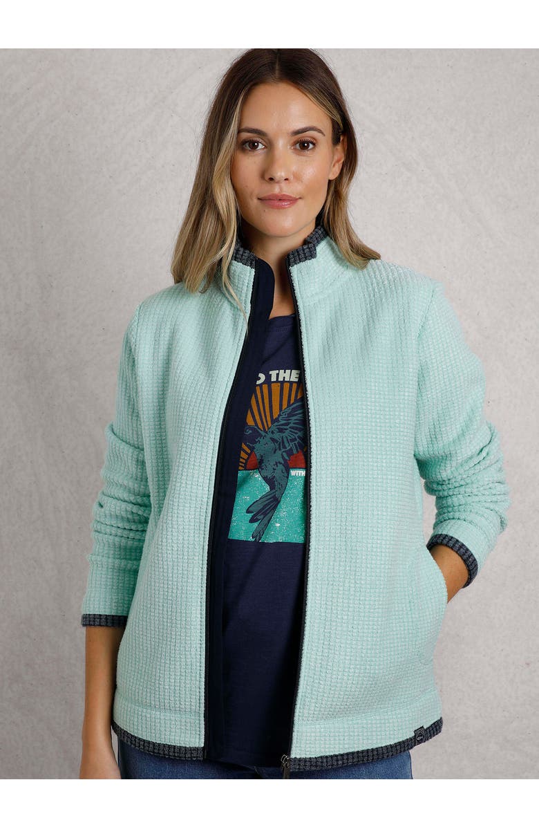 Weird Fish Ariana Full Zip Grid Fleece, Main, color, Seaspray
