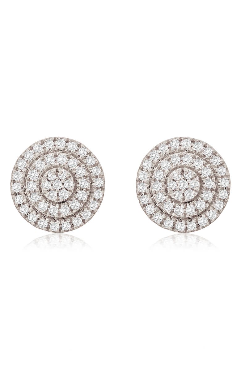 SUZY LEVIAN DIAMONDS Pavé Diamond Round Stud Earrings, Main, color, White Gold