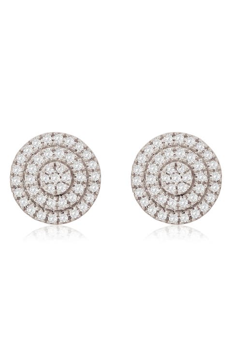 Pavé Diamond Round Stud Earrings