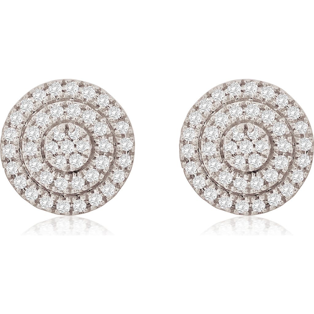 Suzy Levian Diamonds Pavé Diamond Round Stud Earrings In White Gold
