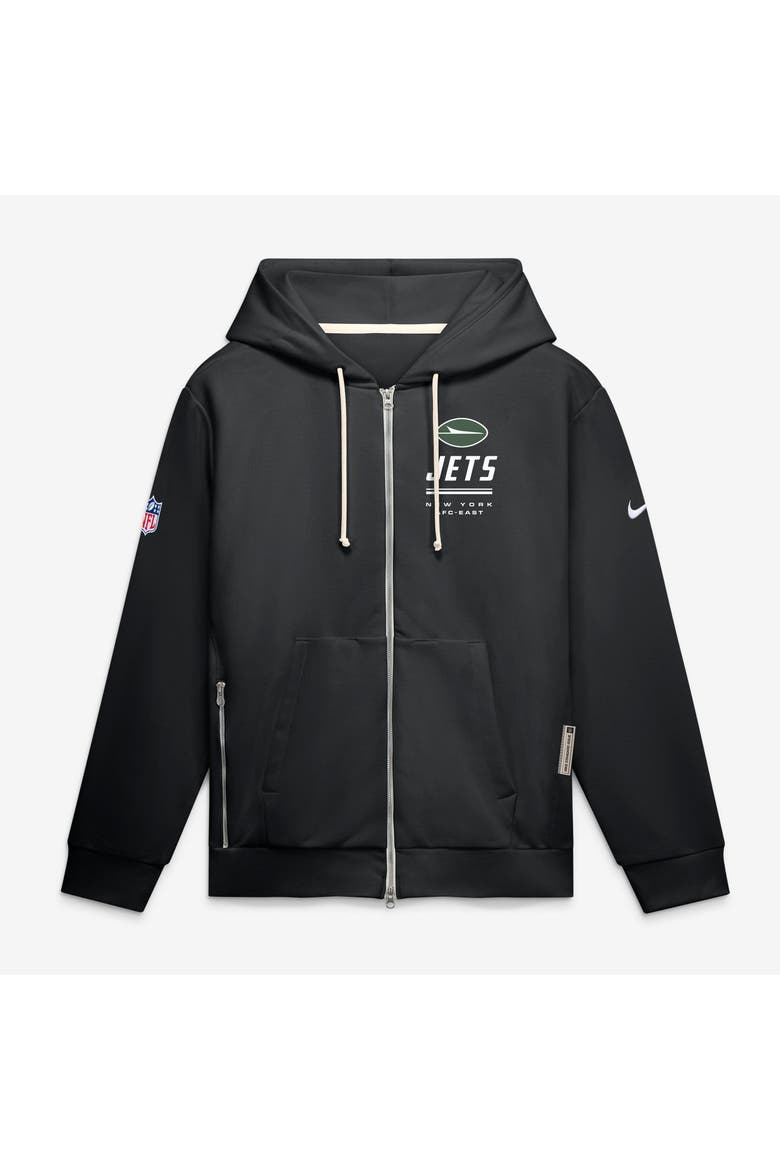 Men's Nike Black New York Jets Sideline Standard Issue Quarterback Scramble Dri-FIT Full-Zip Hoodie, Main, color, Black