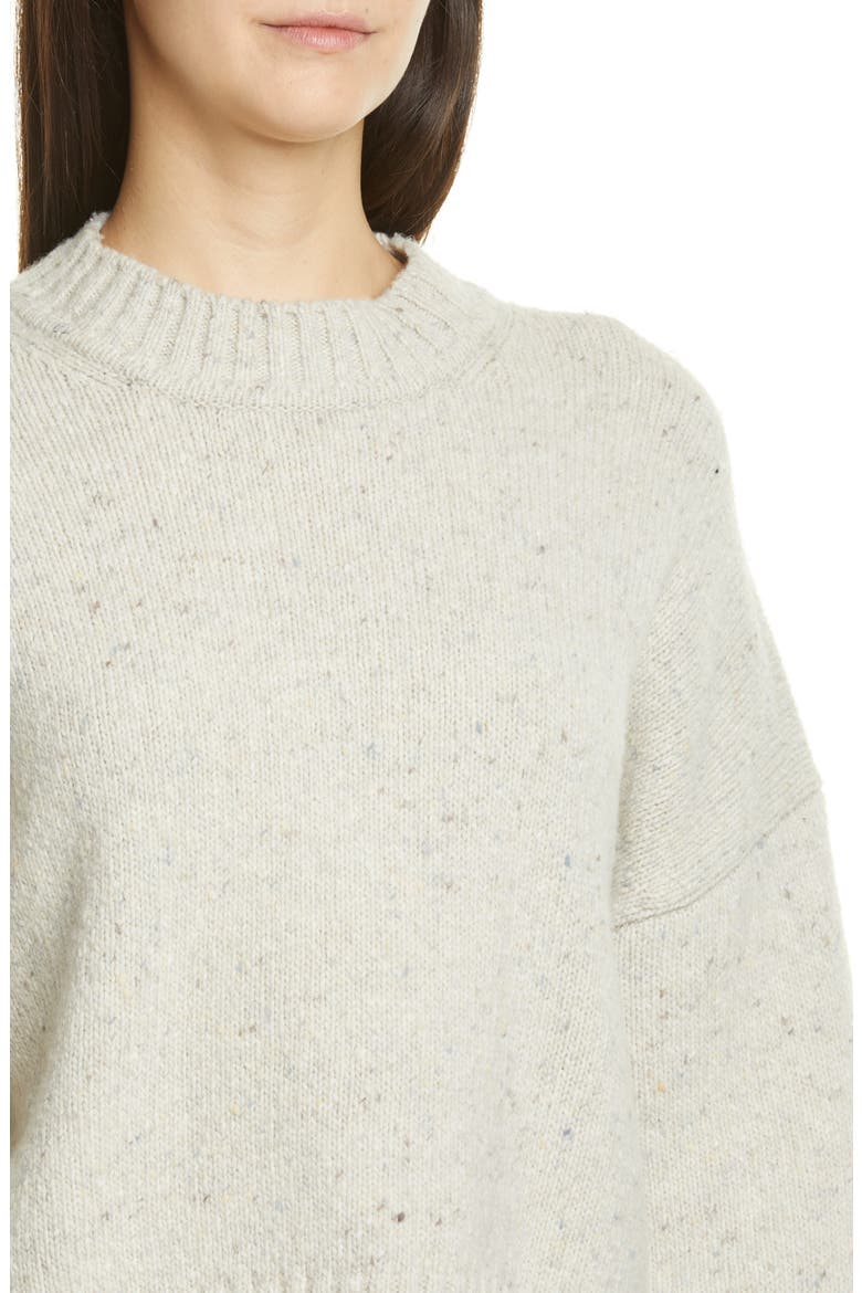 Boxy High Neck Nep Merino Wool Blend Sweater, Alternate, color, BUTTERMILK