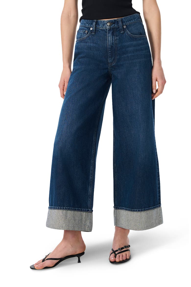 Sofie Jewel Cuff High Waist Ankle Wide Leg Jeans, Main, color, DAWN JEWEL