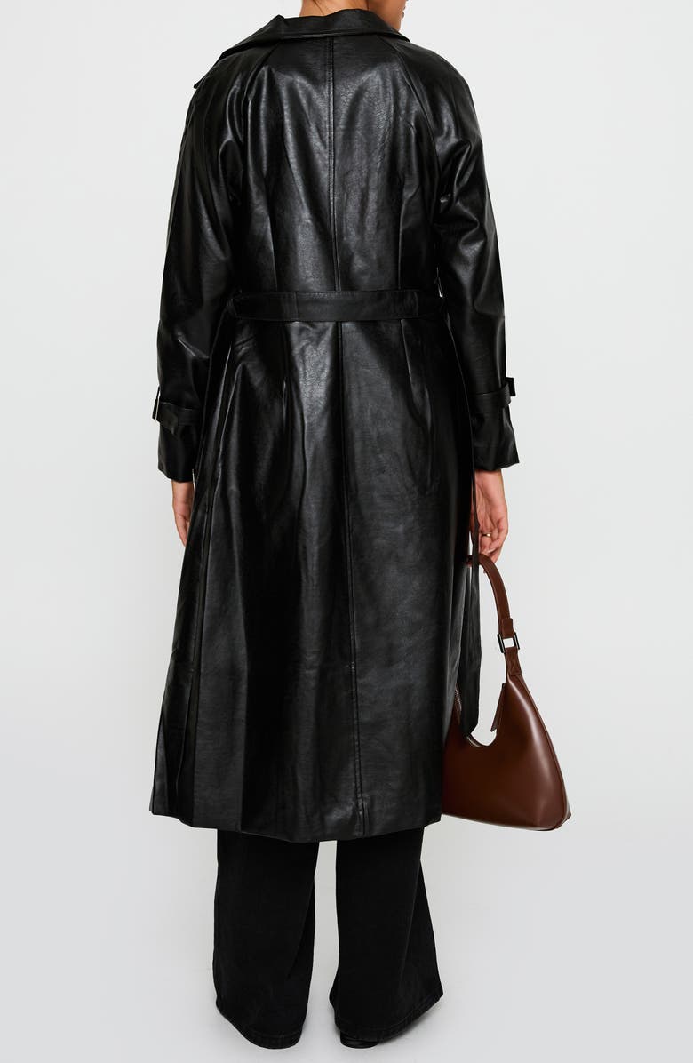 Princess Polly Montanna Double Breasted Belted Faux Leather Trench Coat, Alternate, color,
