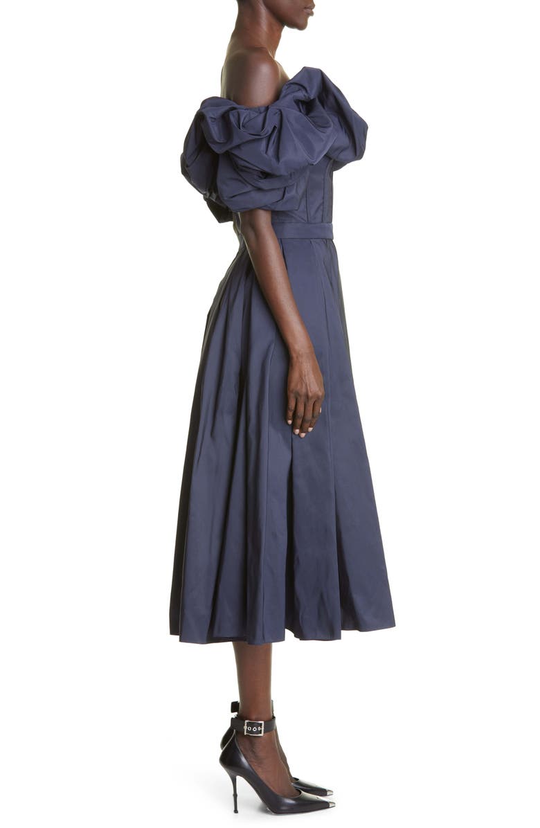 McQueen Off the Shoulder Faille Corset Dress, Alternate, color, 