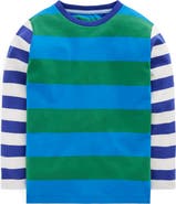 Mini Boden Kids' Mixed Stripe Long Sleeve Cotton Graphic T-Shirt