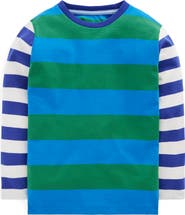 Mini Boden Kids' Mixed Stripe Long Sleeve Cotton Graphic T-Shirt