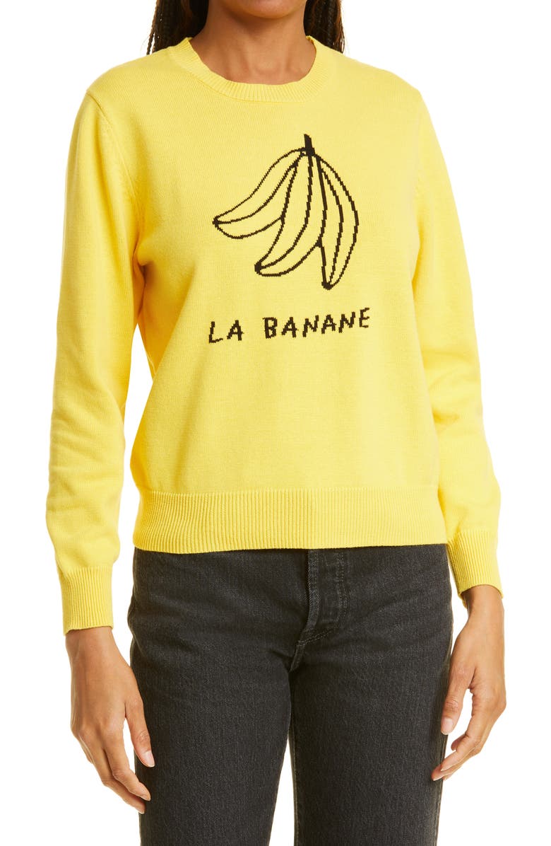 Clare V. La Banane Intarsia Cotton Sweater, Main, color, 