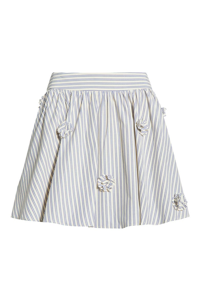 Lou Stripe Cotton Blend Miniskirt, Alternate, color, SAND NAVY STRIPE