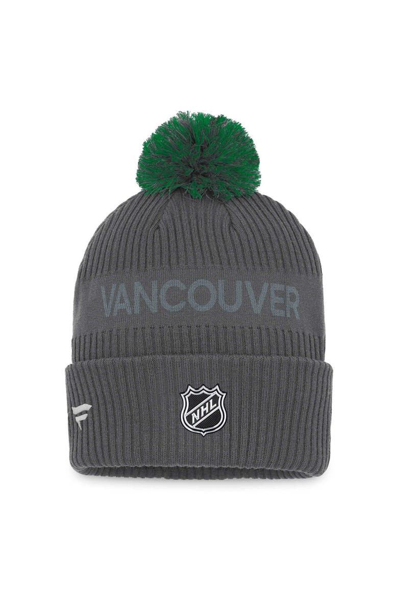 Men's Fanatics Branded Charcoal Vancouver Canucks Authentic Pro Home Ice Cuffed Knit Hat with Pom, Alternate, color, Charcoal