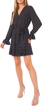 CeCe Flower Print Long Sleeve Shirtdress