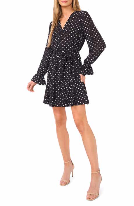 CeCe Flower Print Long Sleeve Shirtdress