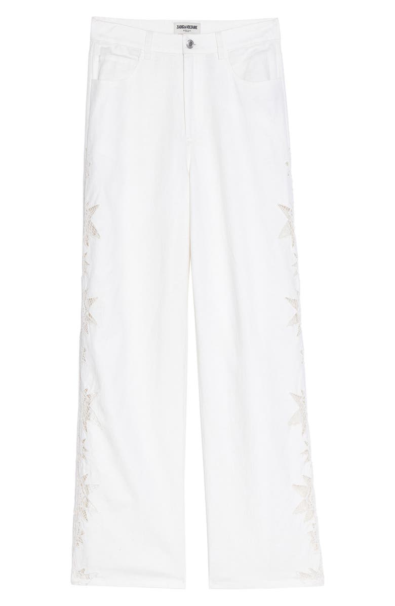 Zadig & Voltaire Elfy Embroidered Detail Cotton & Linen Pants, Alternate, color,