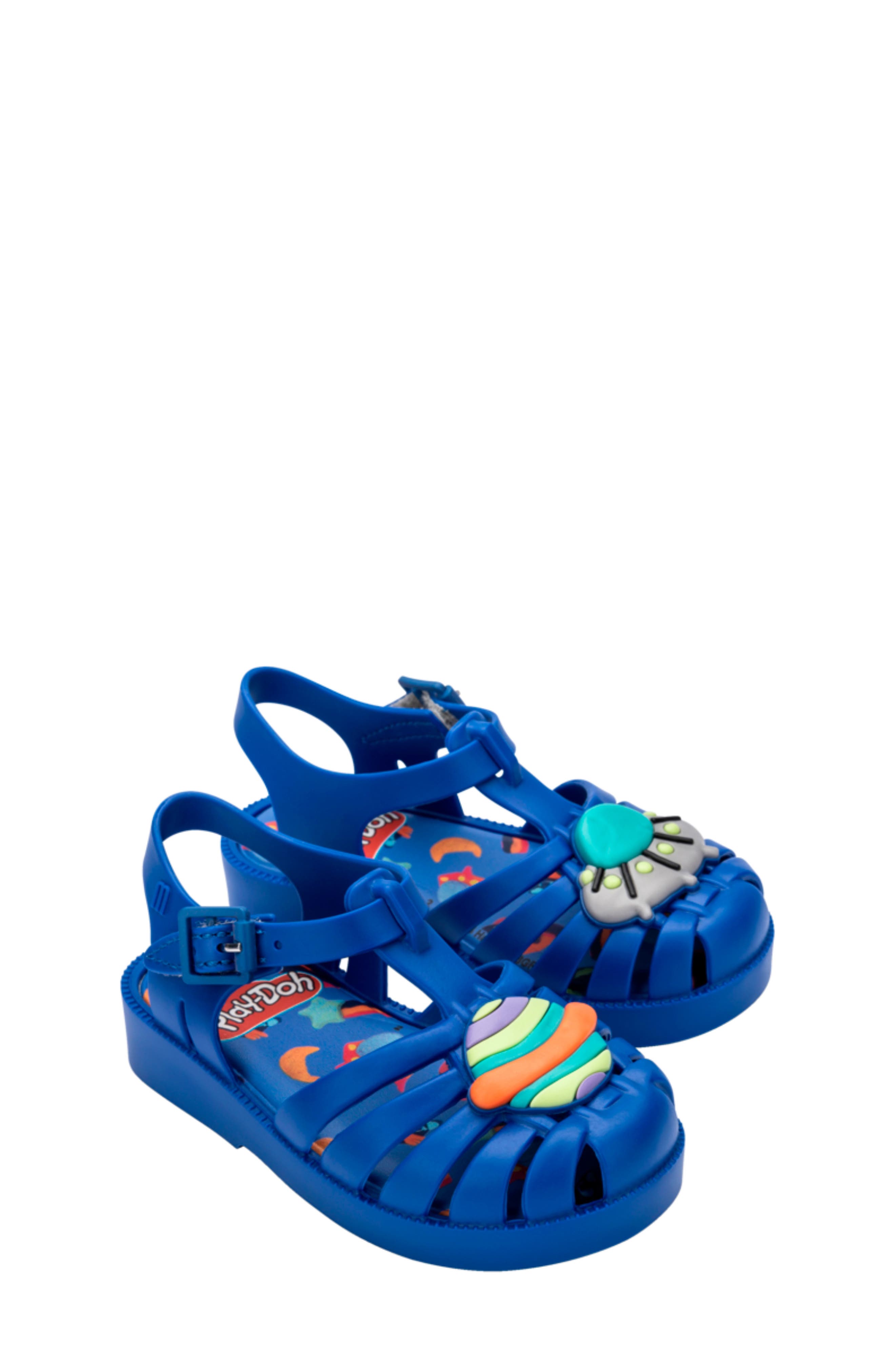 Mini Melissa Kids' Mini Possession Play Jelly Fisherman Sandal, Main, color, Blue Matte