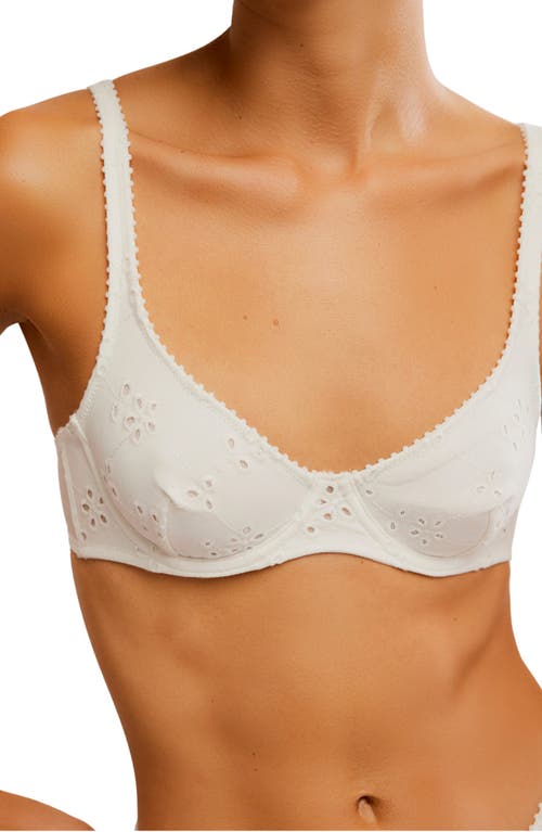 Shop Free People Intimately Fp Home Grown Stretch Cotton Eyelet Underwire Bra In Ivory