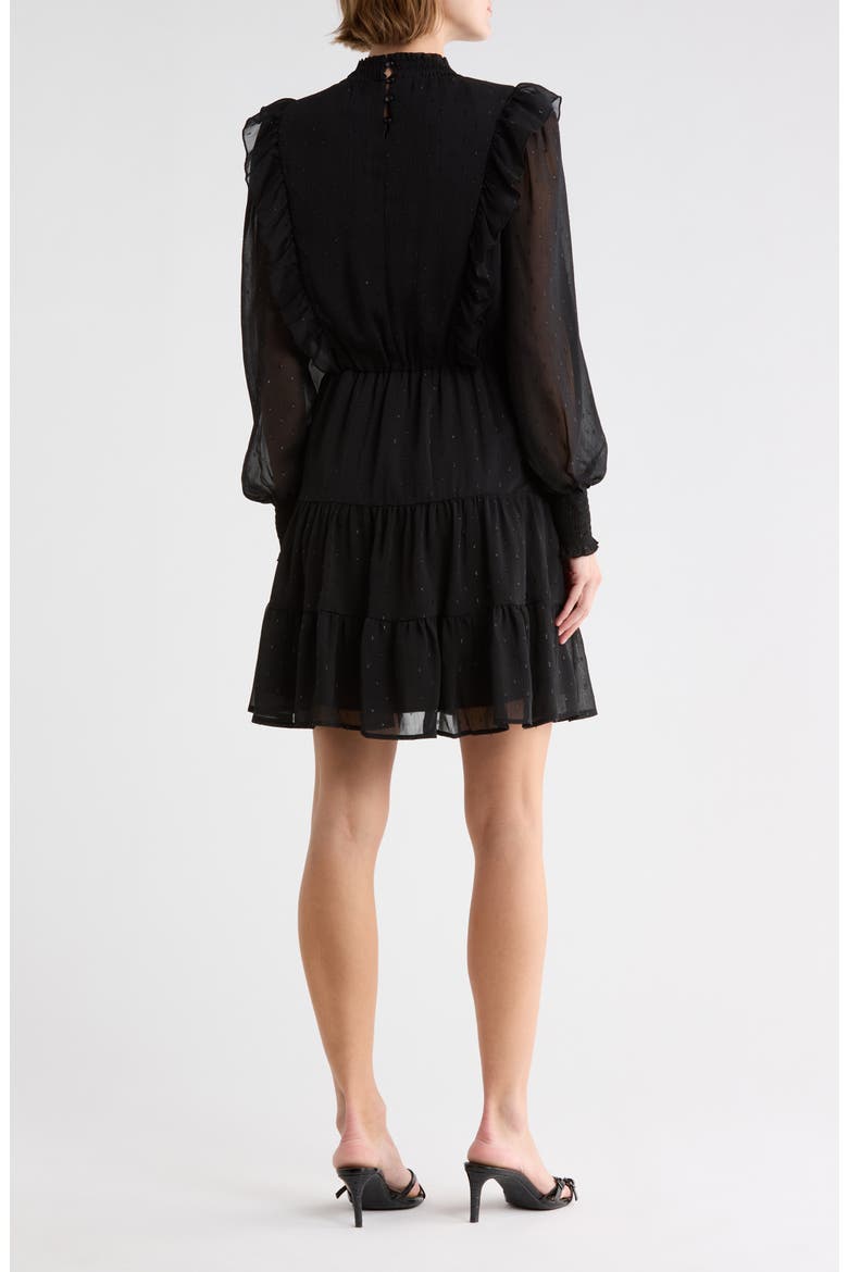 Clip Dot Chiffon Minidress, Alternate, color, BLACK