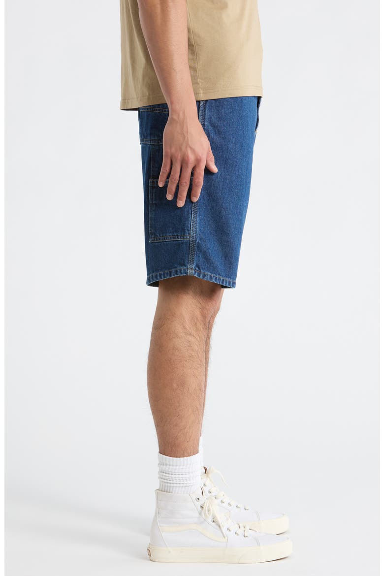 Single Knee Loose Fit Denim Shorts, Alternate, color, BLUE (STONE WASHED)