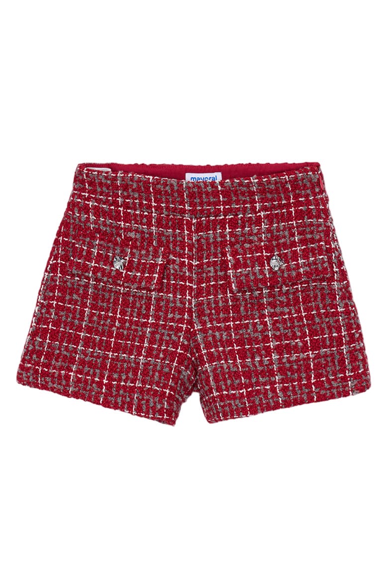 Tweed Button Shorts, Main, color, Red