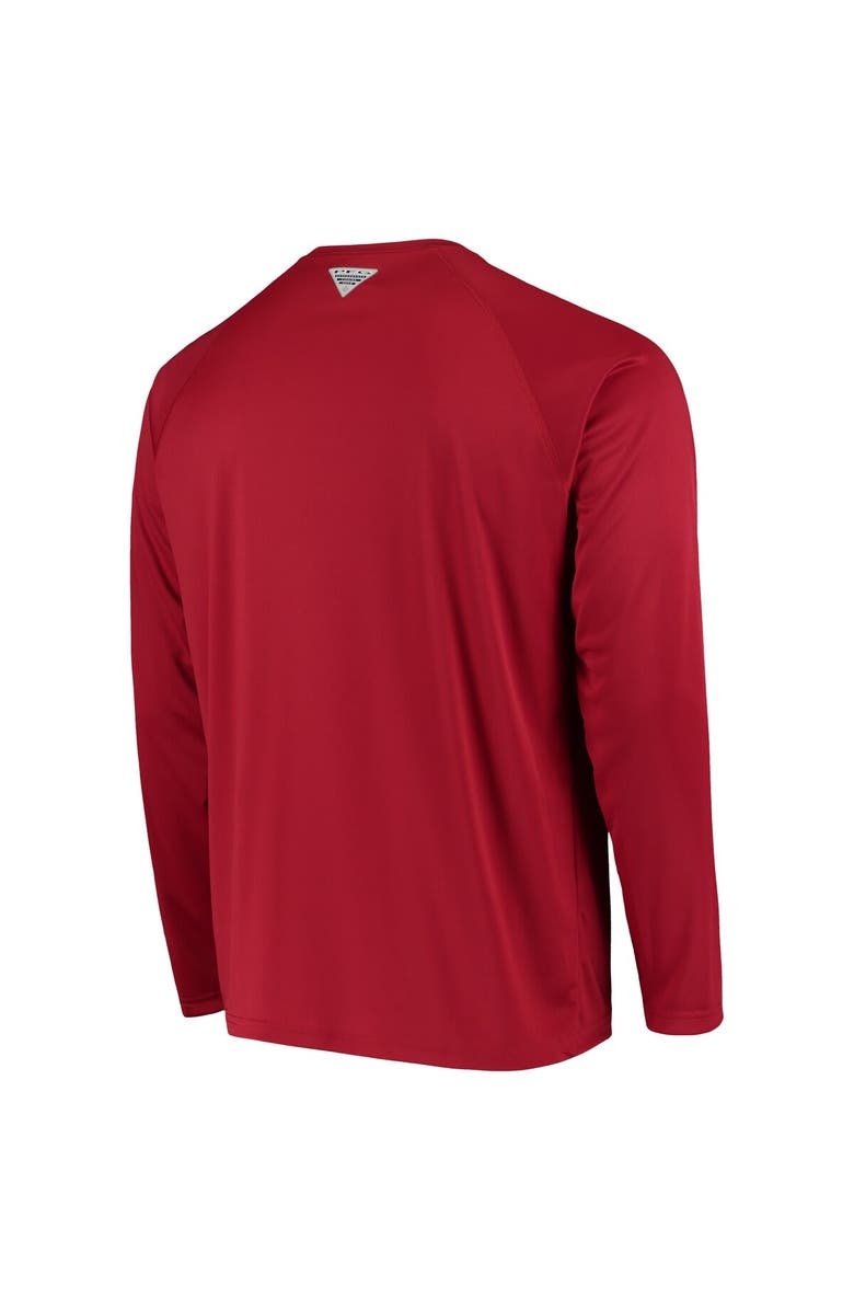 Columbia Men's Columbia Crimson Oklahoma Sooners Terminal Tackle Omni-Shade Raglan Long Sleeve T-Shirt, Alternate, color, Crimson