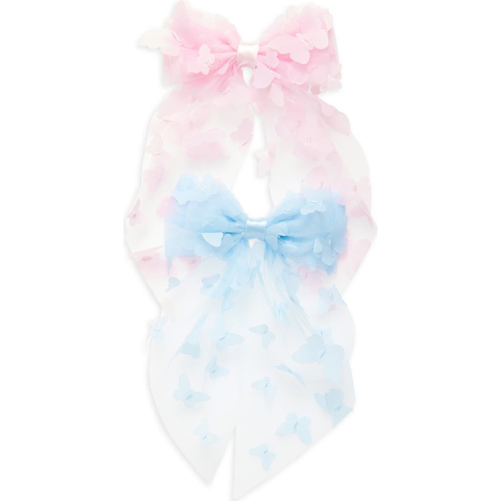 Capelli New York Kids' 2-pack Butterfly Bow Clips In Pink Pale Multi
