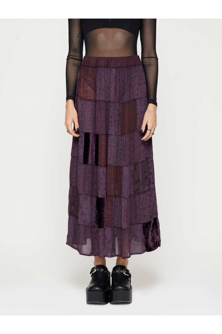 Mabel Floral Patchwork Skirt, Main, color, Purple