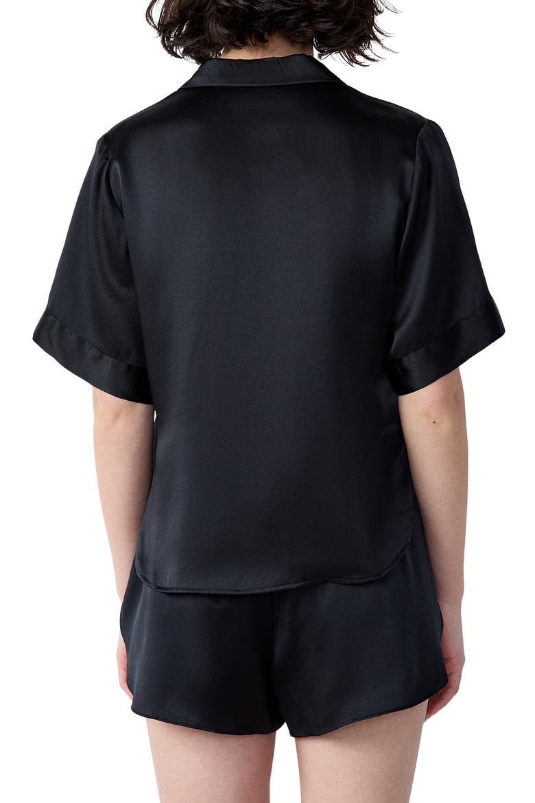 Pearly Silk Pajama Top, Alternate, color, BLACK