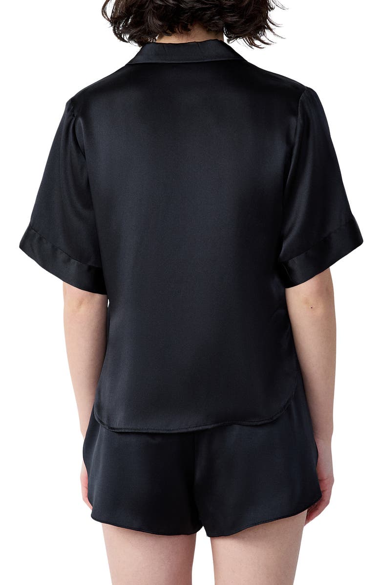 Etam Pearly Silk Pajama Top, Alternate, color, Black