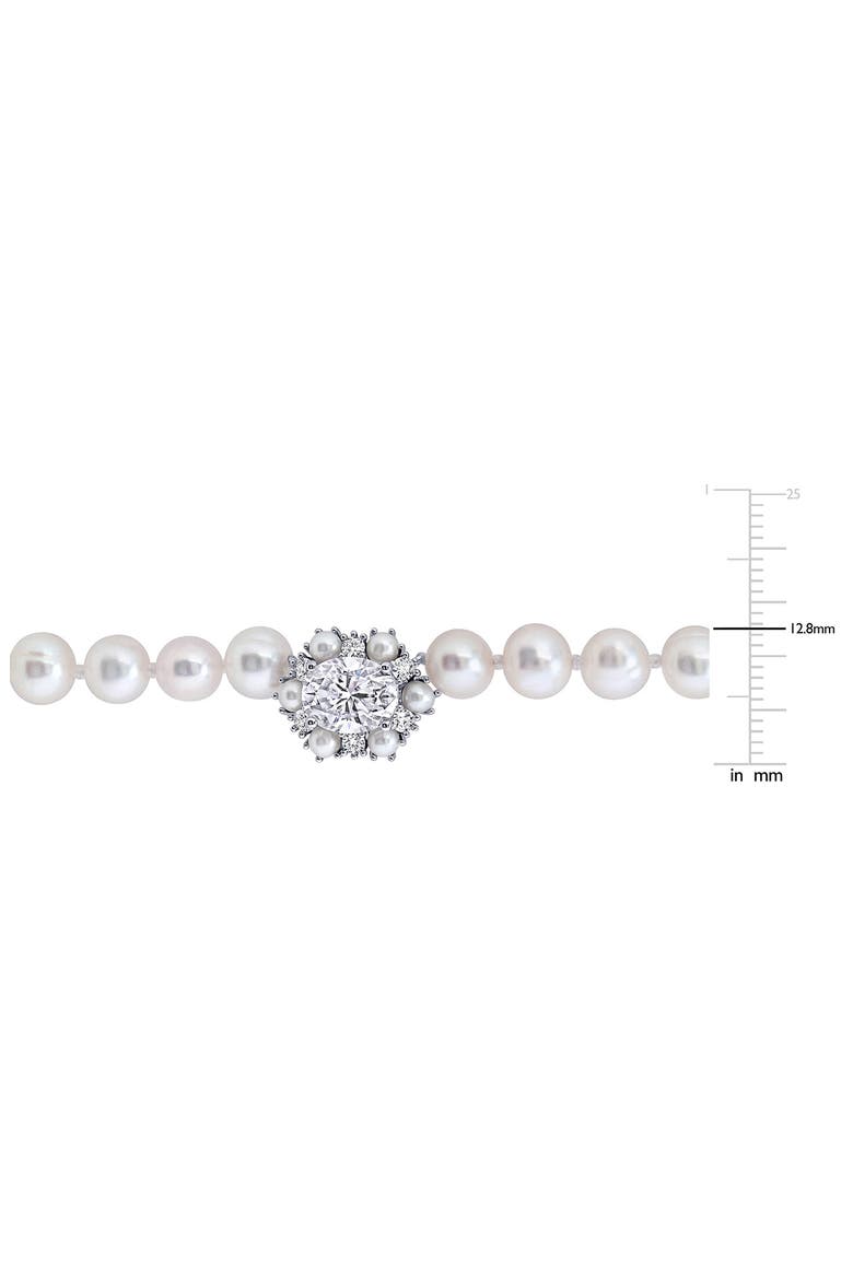 Moissanite & Cultured Pearl Necklace, Alternate, color, WHITE GOLD