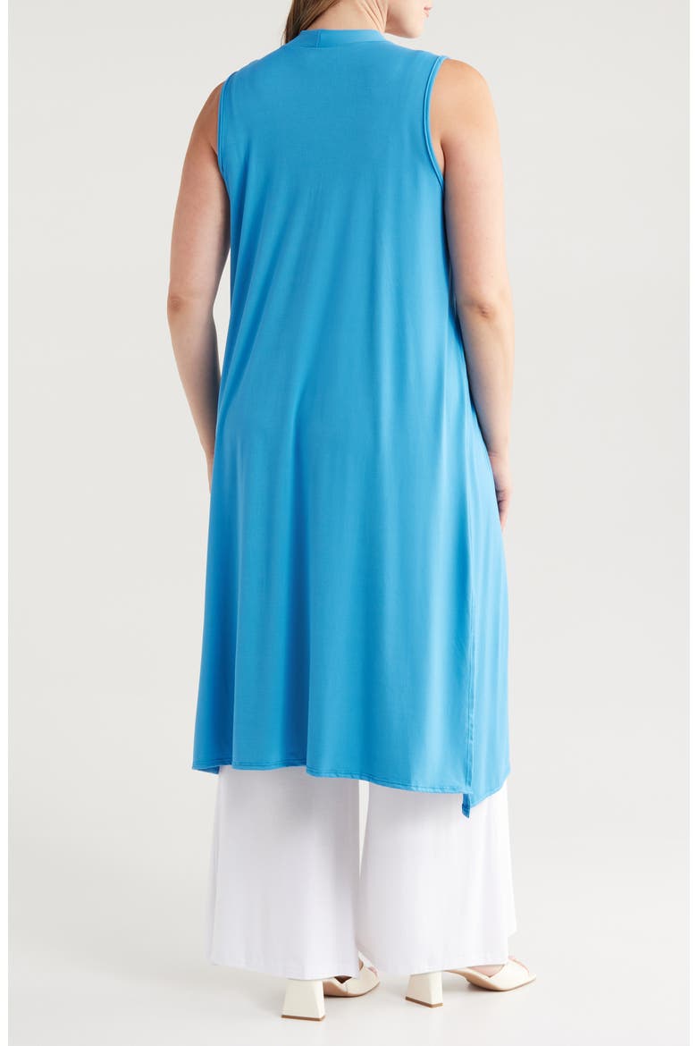 Open Front Long Vest, Alternate, color, TURQUOISE