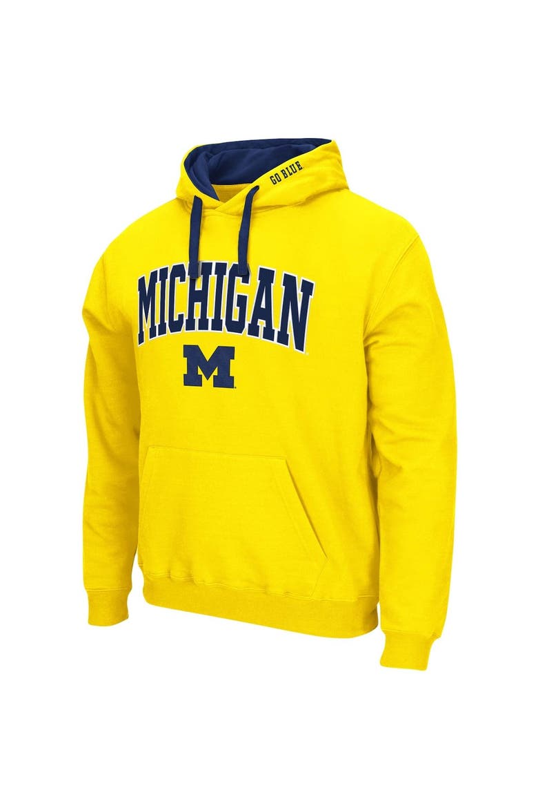 Men's Colosseum Maize Michigan Wolverines Big & Tall Arch & Logo 2.0 Pullover Hoodie, Alternate, color, Maize